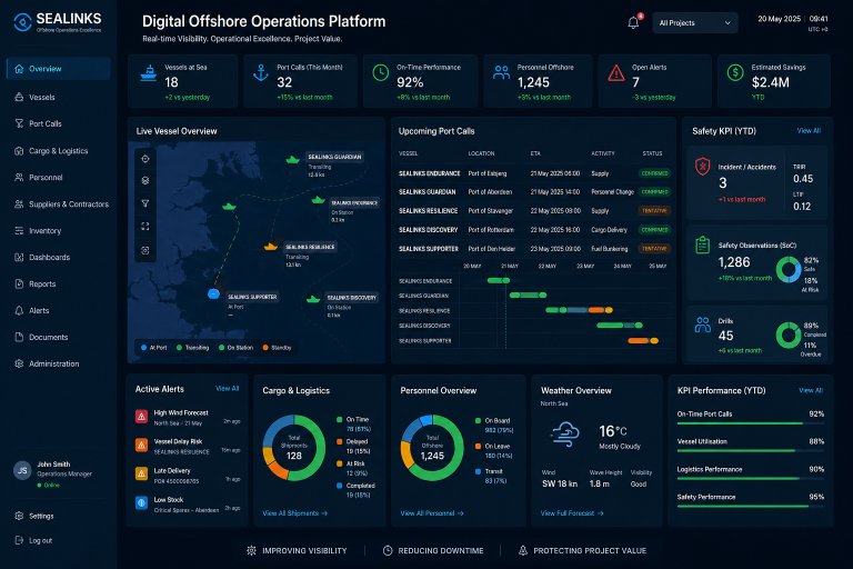 Sealinks One digital offshore operations dashboard